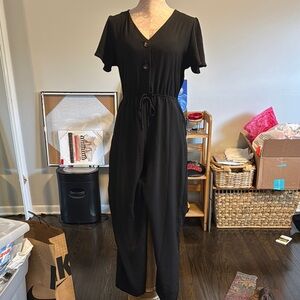 Black Button-Front Jumpsuit